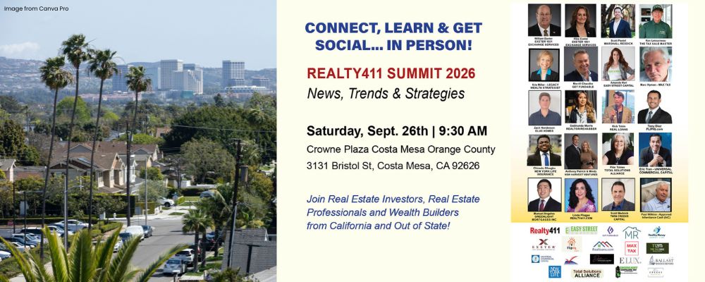 Realty411 Presents “News, Trends & Strategies” Summit on September 26 in Costa Mesa